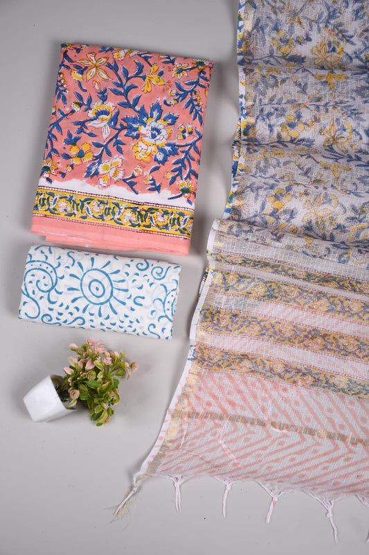 JAIPURI BLOCK PRINTED COTTON SUIT WITH KOTA DUPPATA (CKS17)