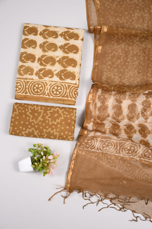 JAIPURI BLOCK PRINTED COTTON SUIT WITH KOTA DUPPATA (CKS29)