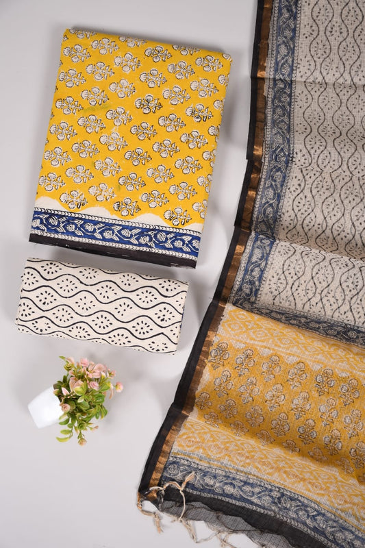 JAIPURI BLOCK PRINTED COTTON SUIT WITH KOTA DUPPATA (CKS40)