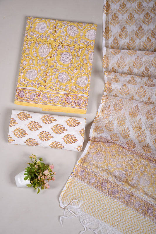 JAIPURI BLOCK PRINTED COTTON SUIT WITH KOTA DUPPATA (CKS55)