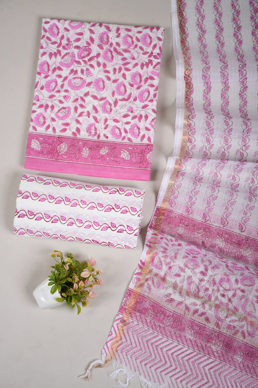 JAIPURI BLOCK PRINTED COTTON SUIT WITH KOTA DUPPATA (CKS63)