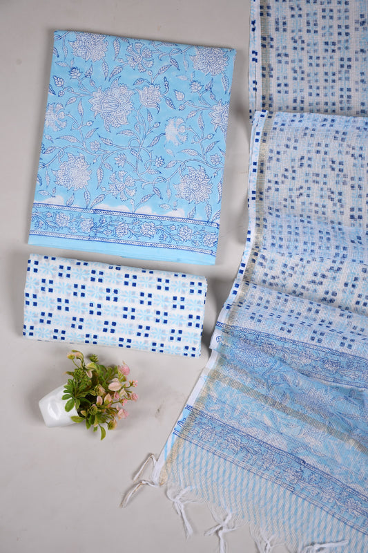 JAIPURI BLOCK PRINTED COTTON SUIT WITH KOTA DUPPATA (CKS65)