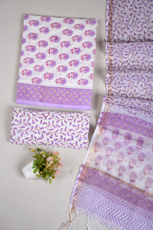 JAIPURI BLOCK PRINTED COTTON SUIT WITH KOTA DUPPATA (CKS66)