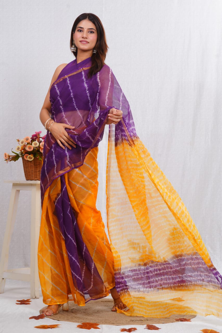 Jaipuri Block Printed Cotton Kota Doriya Saree (CIS31)