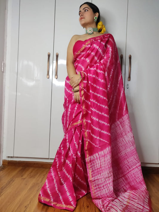 Bagru Hand Block Printed Chanderi Silk Saree with Blouse (CSS11)