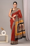 Bagru Hand Block Printed Chanderi Silk Saree with Blouse (CSS36)