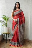 Jaipuri Hand Block Bagru Printed Maheshwari Silk Saree With Blouse (MSS27)
