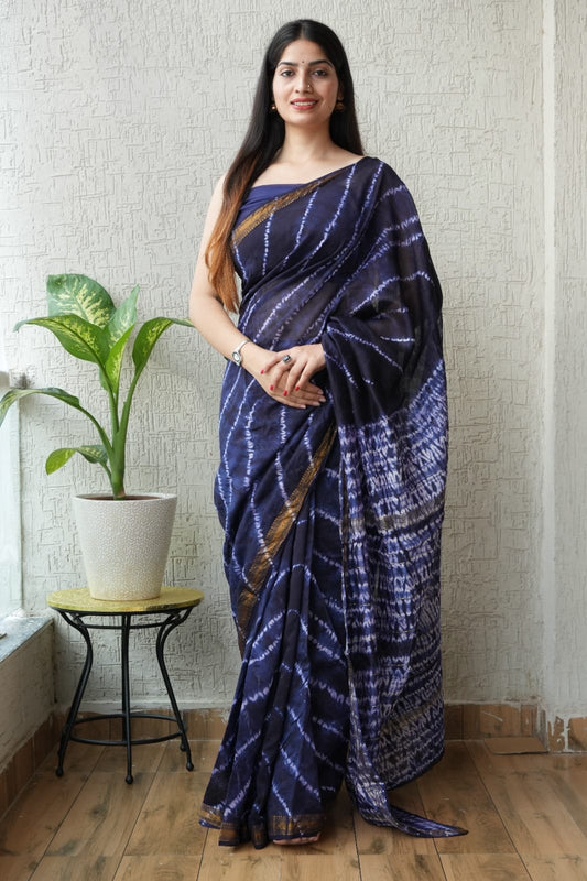 Jaipuri Hand Block Bagru Printed Maheshwari Silk Saree With Blouse (MSS37)