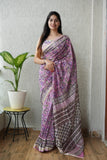 Jaipuri Hand Block Bagru Printed Maheshwari Silk Saree With Blouse (MSS79)