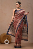 Jaipuri Hand Block Bagru Printed Maheshwari Silk Saree With Blouse (MSS81)