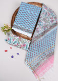 HAND BLOCK PRINTED KOTA DORIYA SUIT WITH KOTA DORIYA DUPPATA (FKS55)