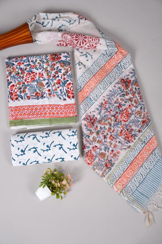 JAIPUR COTTON SUIT WITH CHANDERI DUPPATA (CSS48)