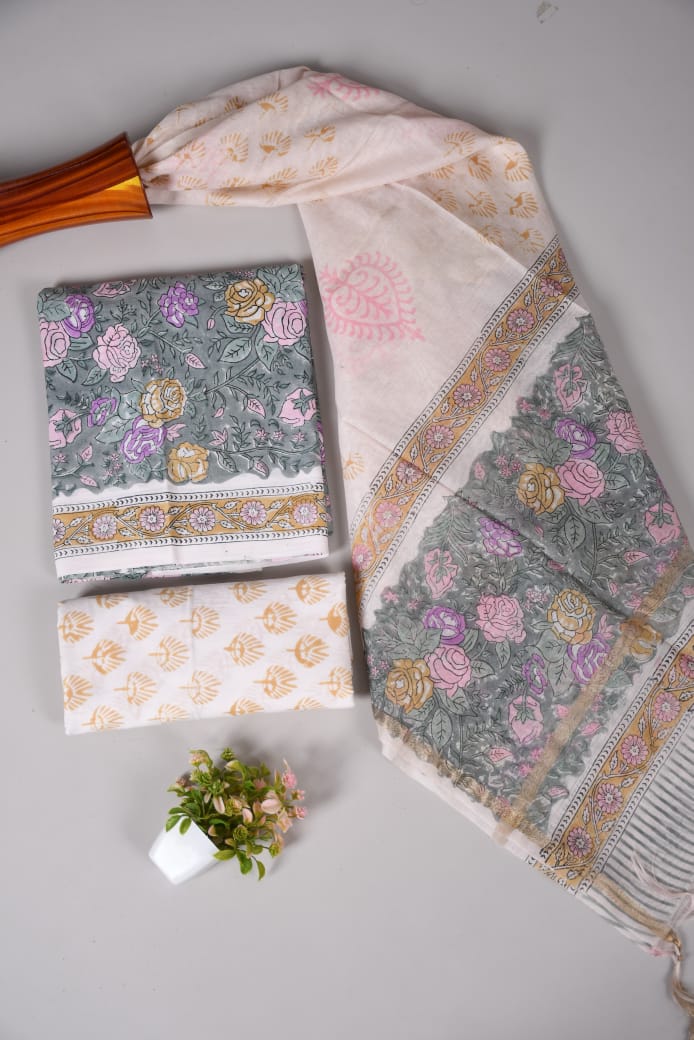 JAIPUR COTTON SUIT WITH CHANDERI DUPPATA (CSS50)