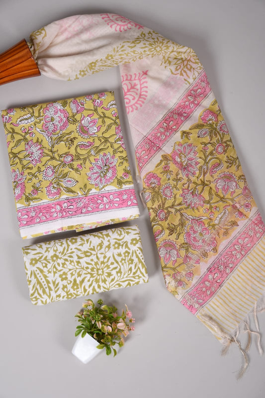 JAIPUR COTTON SUIT WITH CHANDERI DUPPATA (CSS52)