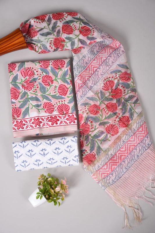 JAIPUR COTTON SUIT WITH CHANDERI DUPPATA (CSS56)