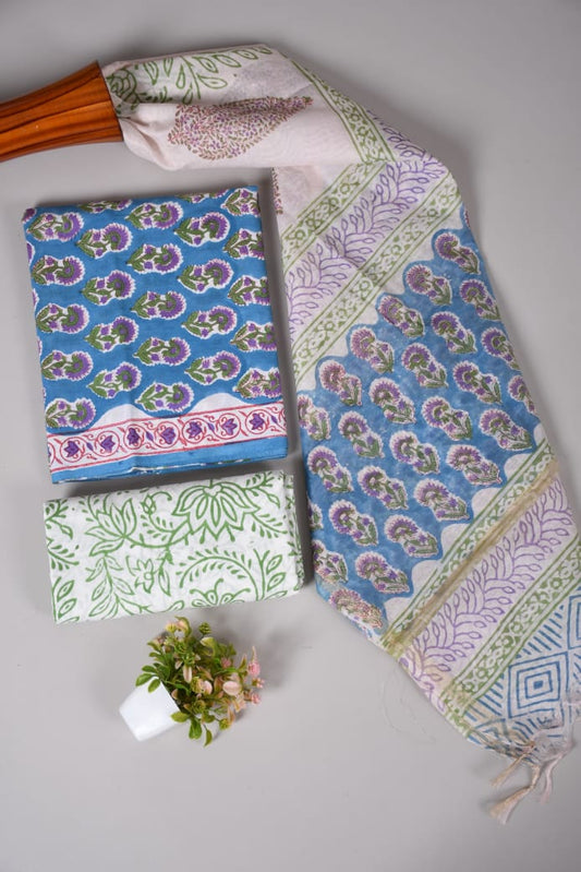 JAIPUR COTTON SUIT WITH CHANDERI DUPPATA (CSS57)