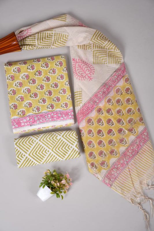 JAIPUR COTTON SUIT WITH CHANDERI DUPPATA (CSS64)