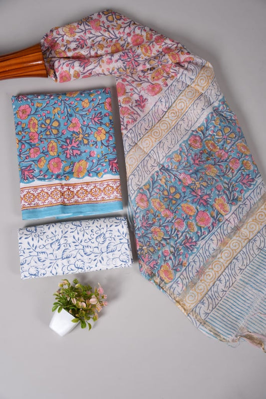 JAIPUR COTTON SUIT WITH CHANDERI DUPPATA (CSS65)