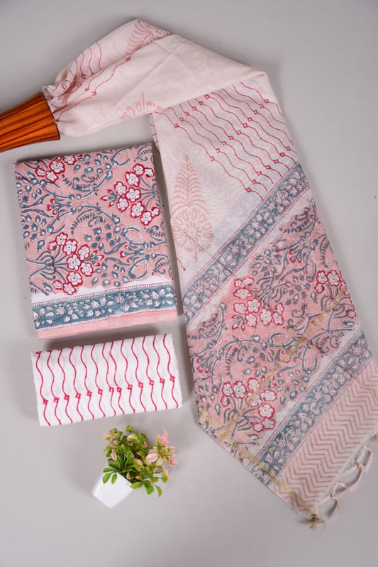 JAIPUR COTTON SUIT WITH CHANDERI DUPPATA (CSS66)