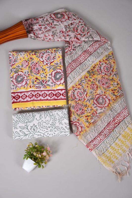 JAIPUR COTTON SUIT WITH CHANDERI DUPPATA (CSS68)