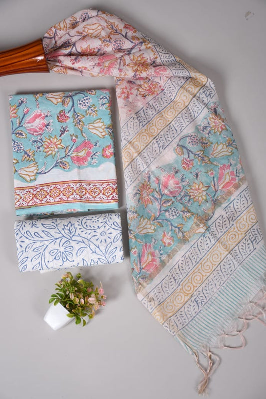 JAIPUR COTTON SUIT WITH CHANDERI DUPPATA (CSS72)