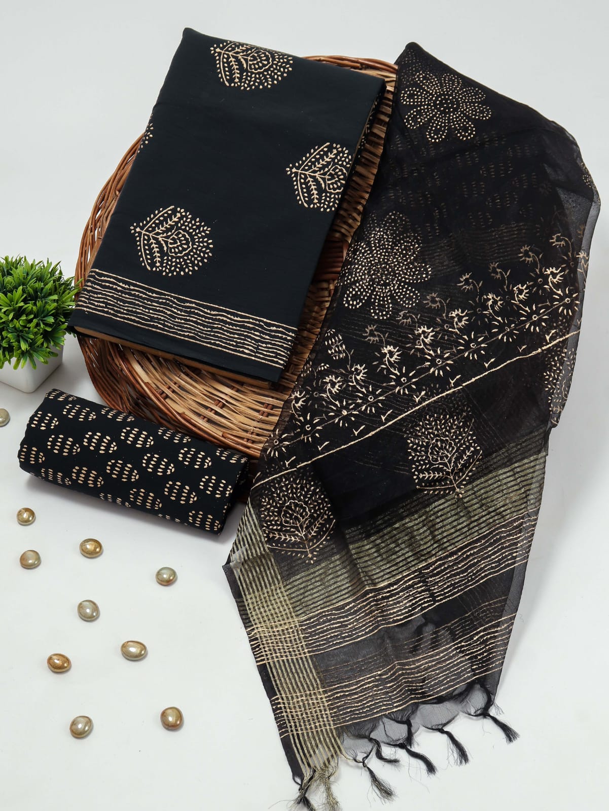 PRIMIUM JAIPURI COTTON SUIT WITH ORGANZA SILK DUPPATA (COS41)