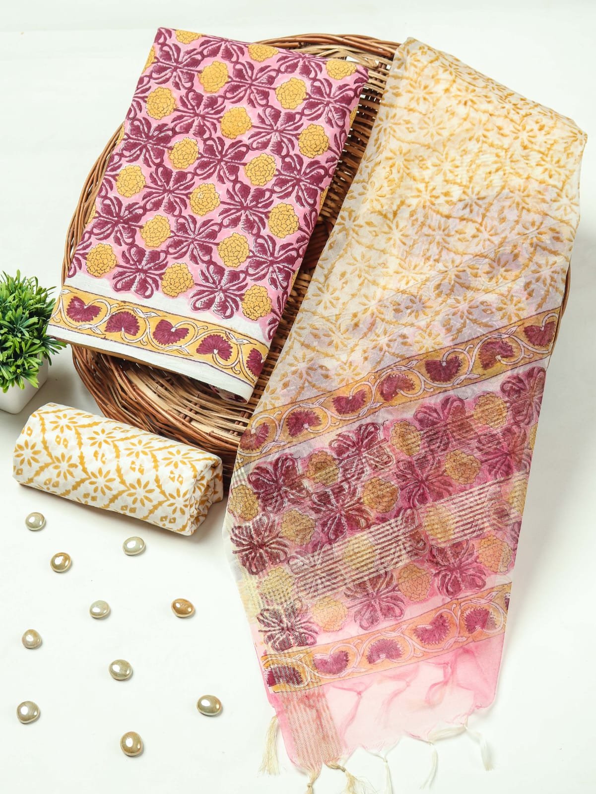 PRIMIUM JAIPURI COTTON SUIT WITH ORGANZA SILK DUPPATA (COS54)