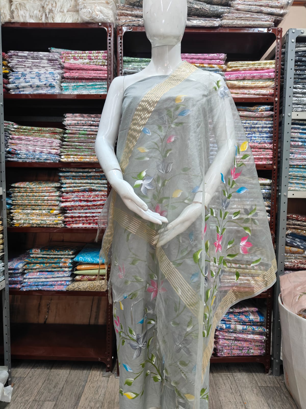 PRIMIUM JAIPURI COTTON SUIT WITH ORGANZA SILK DUPPATA (COS55)
