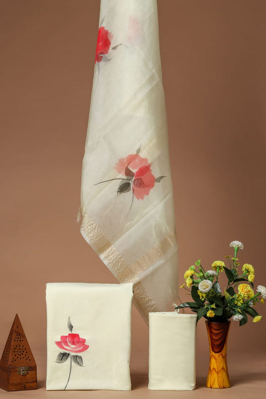 PRIMIUM JAIPURI COTTON SUIT WITH ORGANZA SILK DUPPATA (COS57)