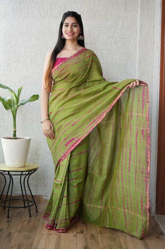 Bagru Hand Block Printed Chanderi Silk Saree with Blouse (CSS64)