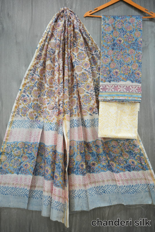 Jaipuri Block Printed Chanderi Silk Suits (CIN47)