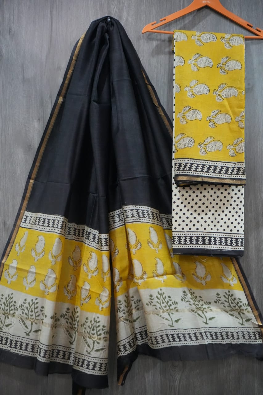 Jaipuri Block Printed Chanderi Silk Suits (CIN62)