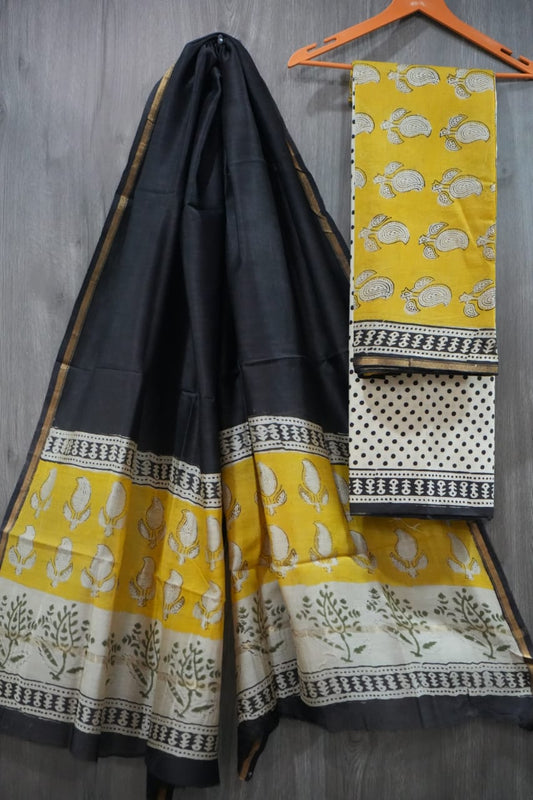 Jaipuri Block Printed Chanderi Silk Suits (CIN62)