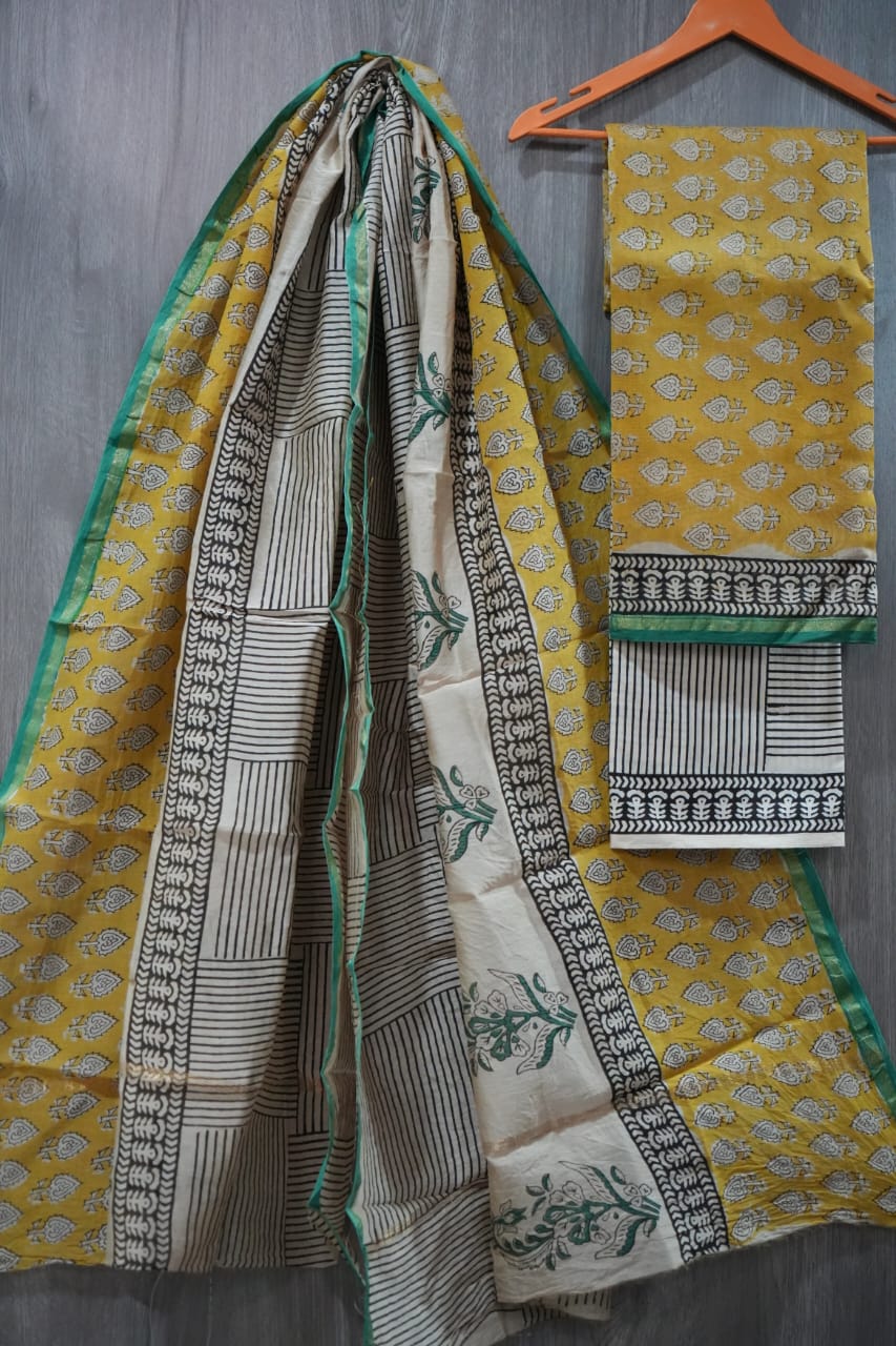 Jaipuri Block Printed Chanderi Silk Suits (CIN72)