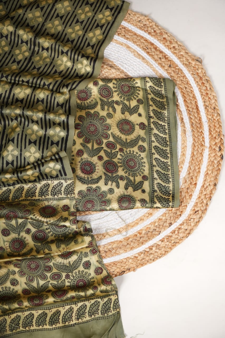 Vanaspati Ajrakh Hand Block Printed Suits Modal Silk Fabric (CIT22)