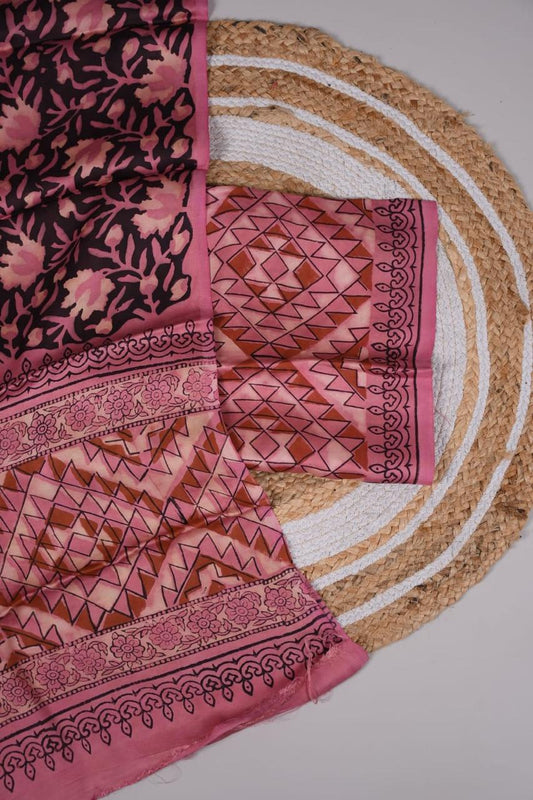 Vanaspati Ajrakh Hand Block Printed Suits Modal Silk Fabric (CIT25)