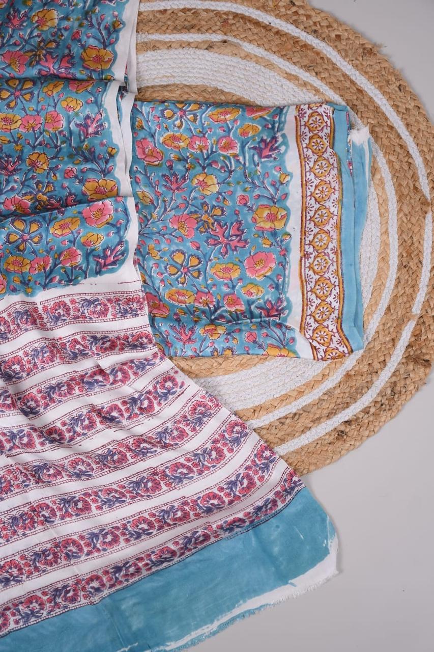 Vanaspati Ajrakh Hand Block Printed Suits Modal Silk Fabric (CIT27)