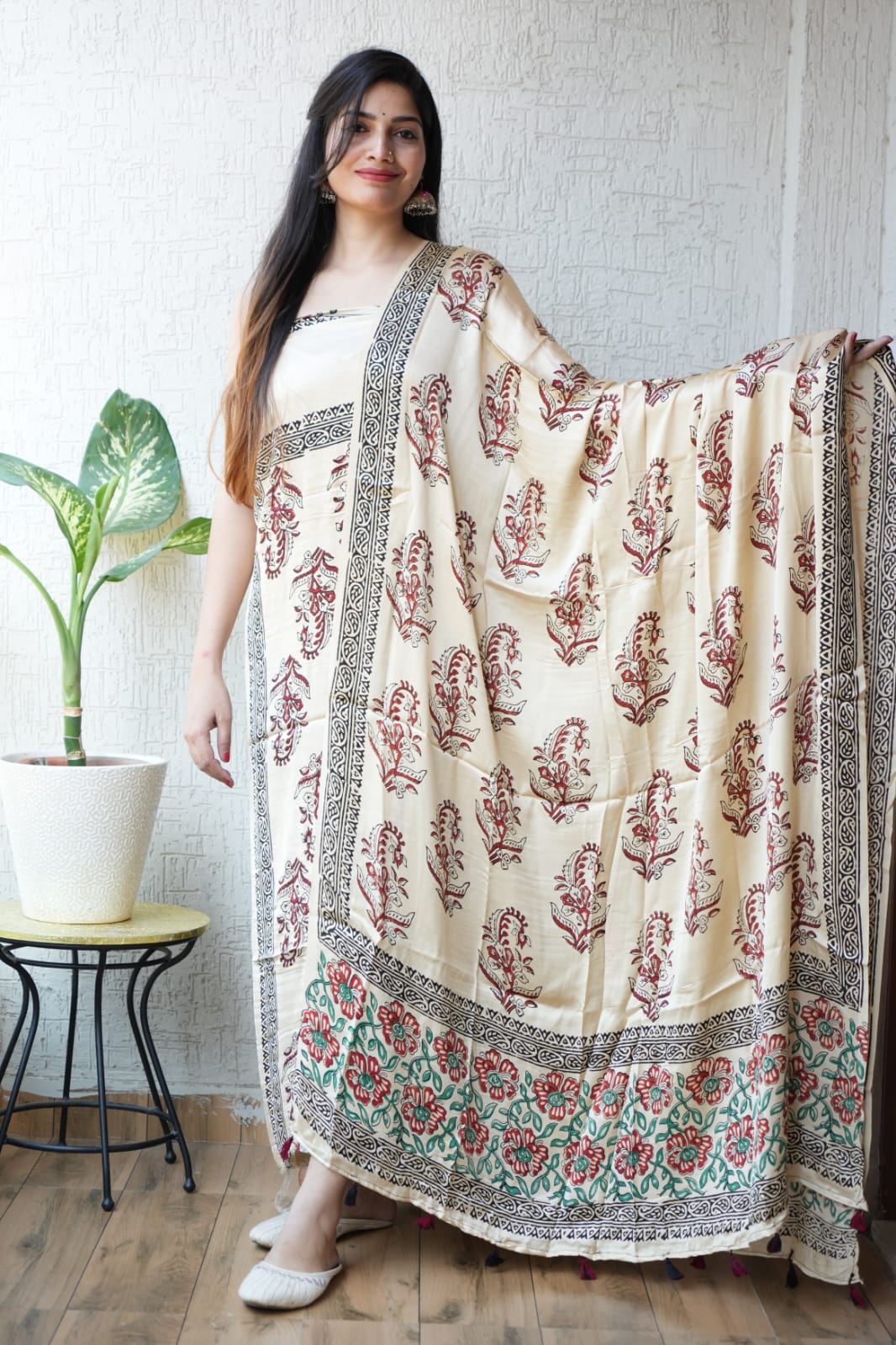 Vanaspati Ajrakh Hand Block Printed Suits Modal Silk Fabric (CIT30)