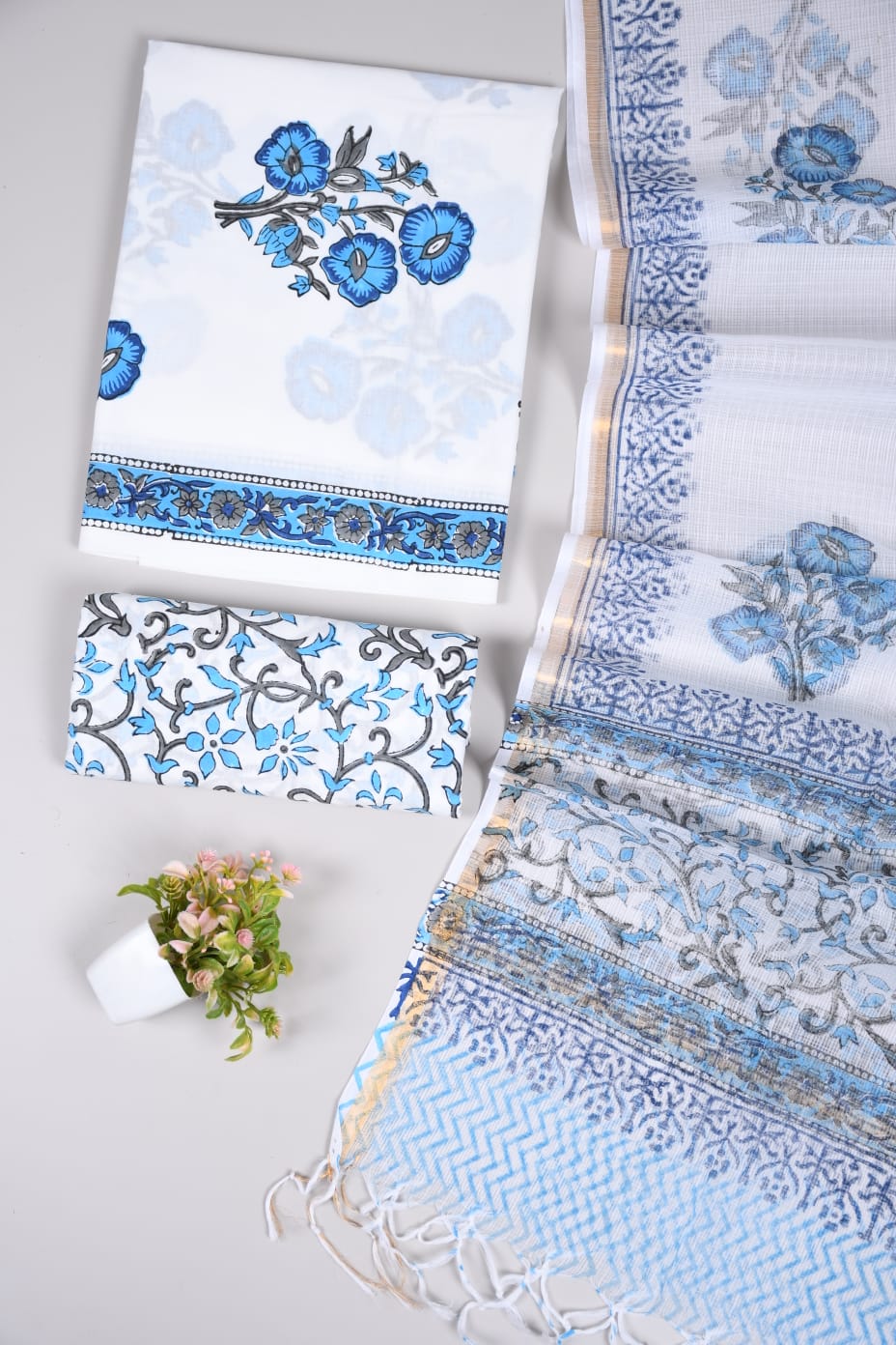 JAIPURI BLOCK PRINTED COTTON SUIT WITH KOTA DUPPATA (CKS80)