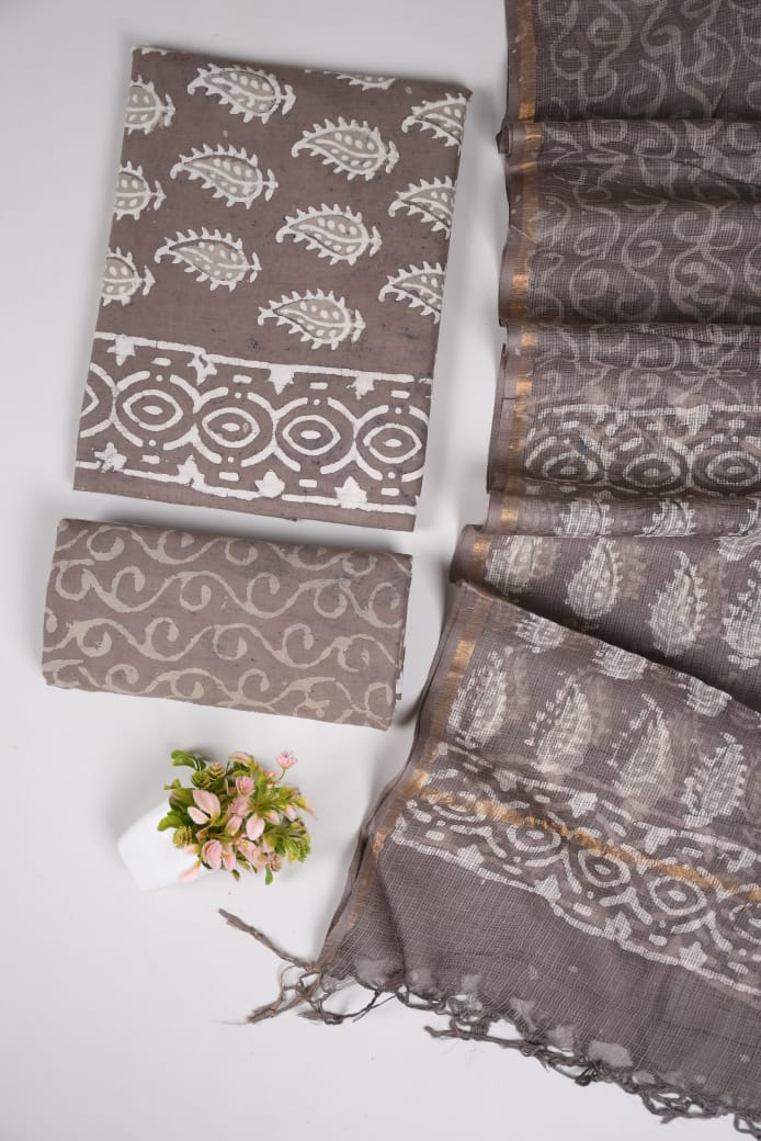 JAIPURI BLOCK PRINTED COTTON SUIT WITH KOTA DUPPATA (CKS83)