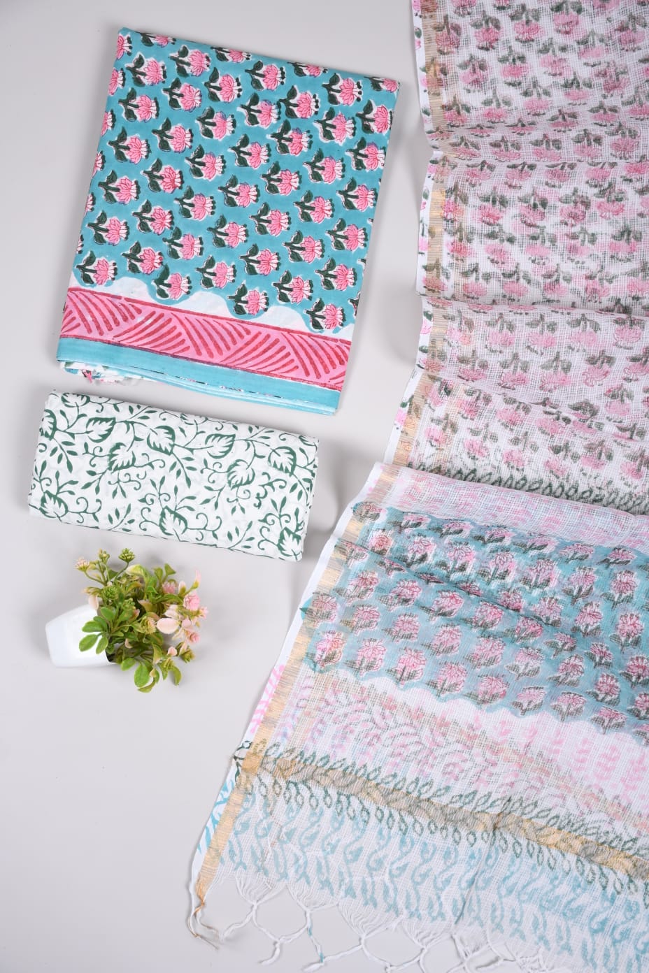 JAIPURI BLOCK PRINTED COTTON SUIT WITH KOTA DUPPATA (CKS84)