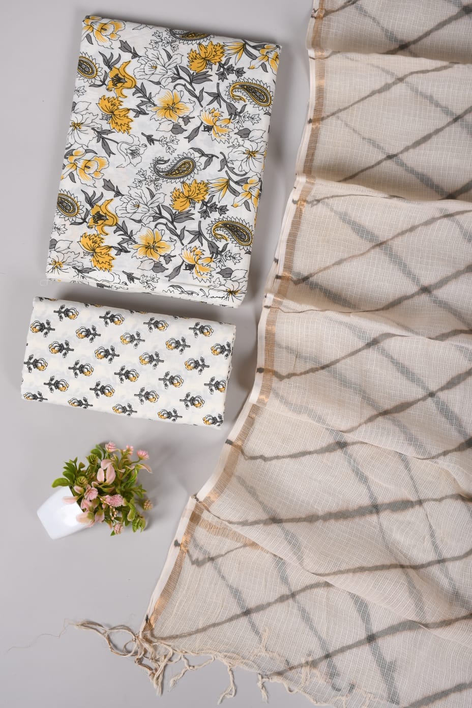 JAIPURI BLOCK PRINTED COTTON SUIT WITH KOTA DUPPATA (CKS73)