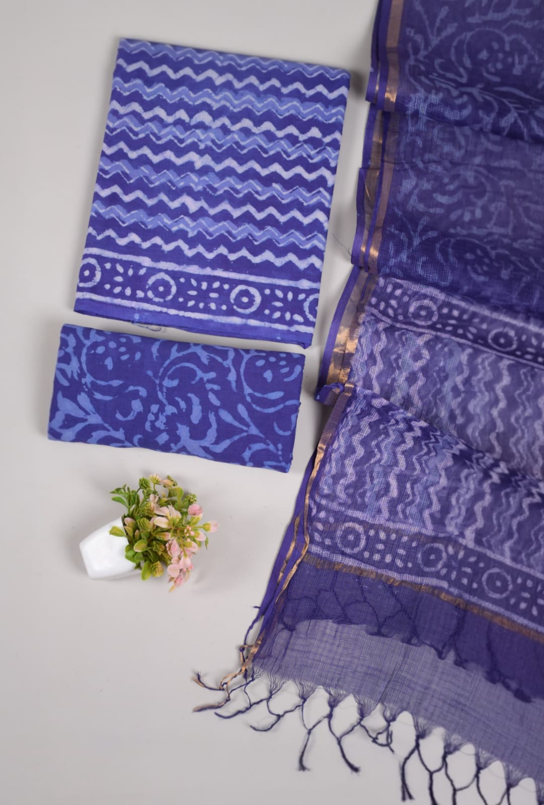 JAIPURI BLOCK PRINTED COTTON SUIT WITH KOTA DUPPATA (CKS75)