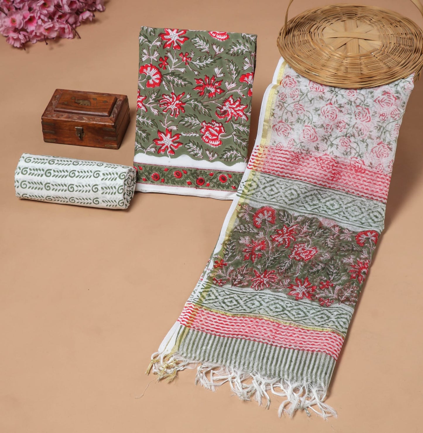 JAIPURI BLOCK PRINTED COTTON SUIT WITH KOTA DUPPATA (CKS78)