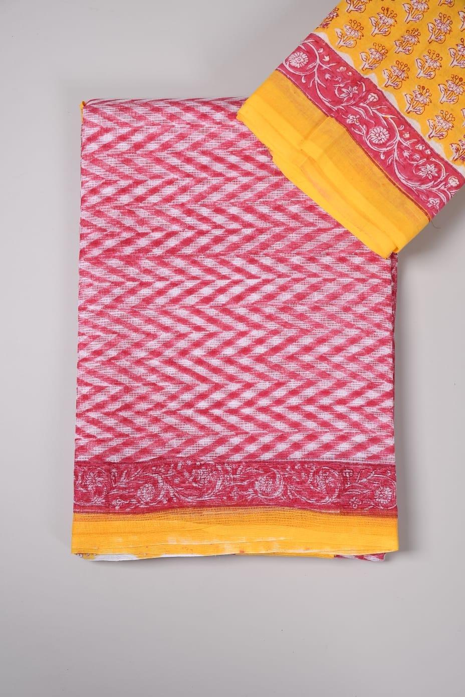 HAND BLOCK BAGRU PRINTED KOTA DORIYA SAREE WITH MULMUL BLOUSE (KDS54)