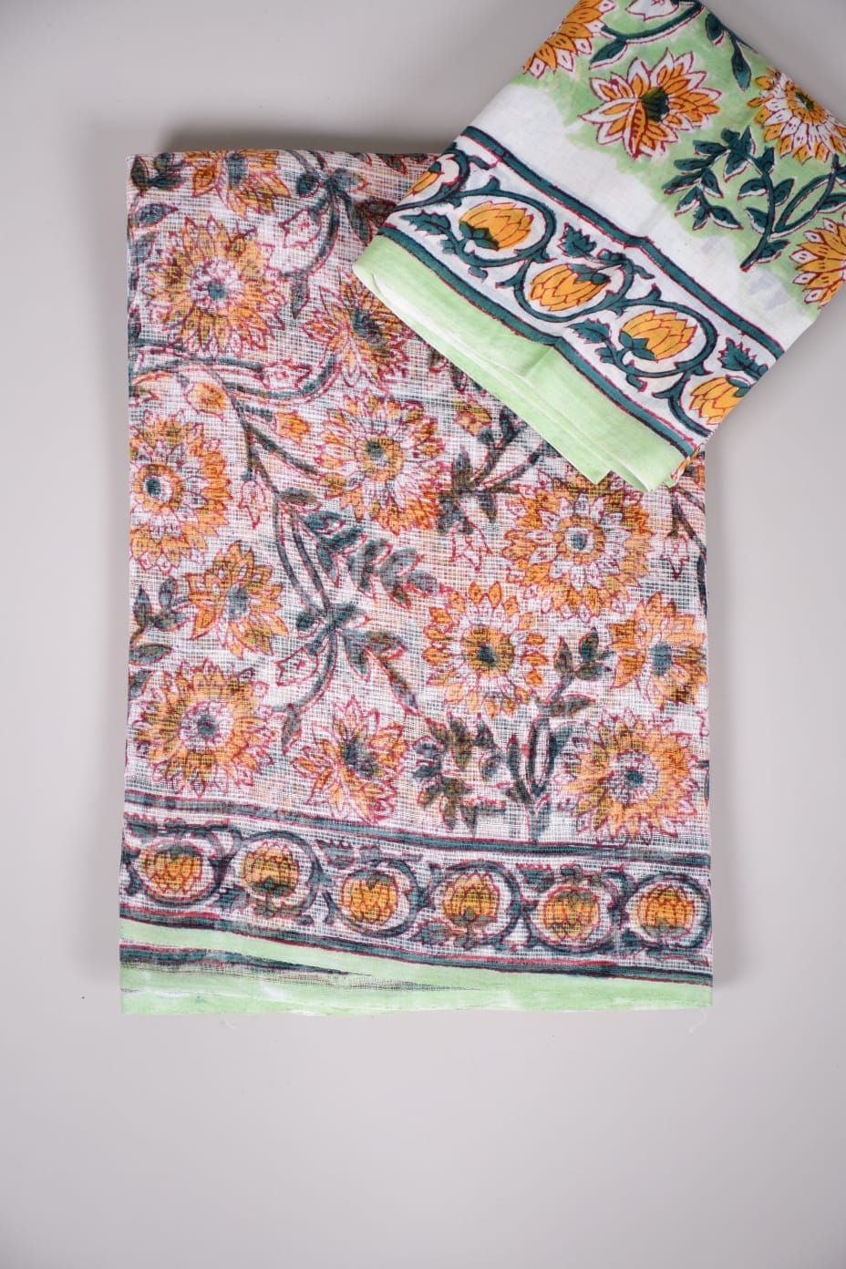 HAND BLOCK BAGRU PRINTED KOTA DORIYA SAREE WITH MULMUL BLOUSE (KDS77)