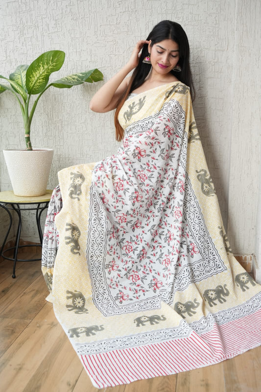 Jaipur Cotton Mulmul Saree (CMS98)