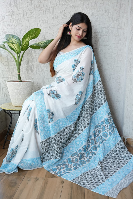Jaipur Cotton Mulmul Saree (CMS118)