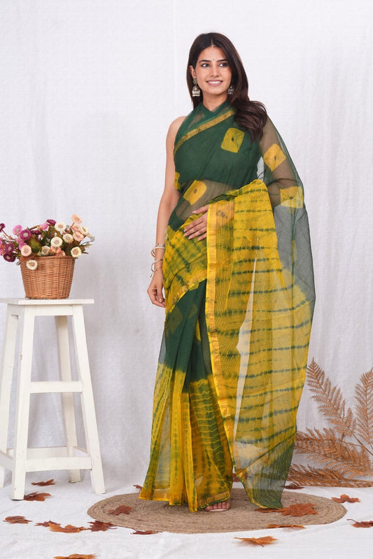 Jaipuri Block Printed Cotton Kota Doriya Saree (CIS61)