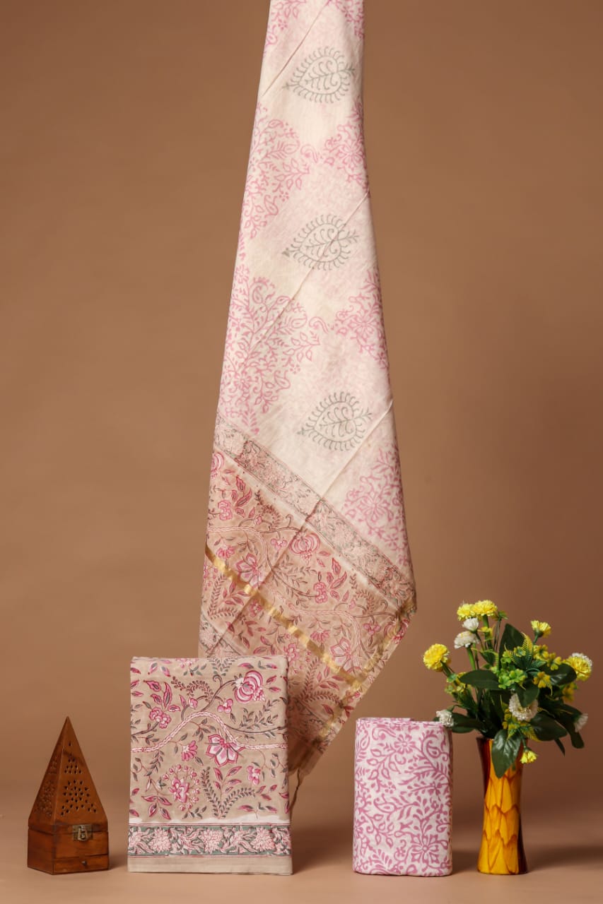 JAIPUR COTTON SUIT WITH CHANDERI DUPPATA (CSS76)